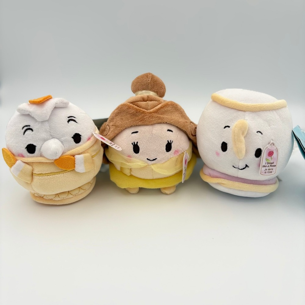 Disney Store Ufufy Beauty & The Beast Plush Lot Belle Chip Lumiere Scented 4.5"